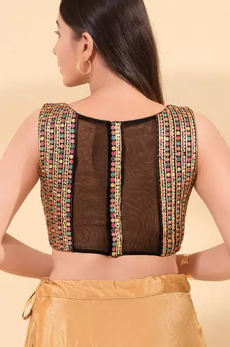 Women's georgette padded back open sleeveless saree blouse