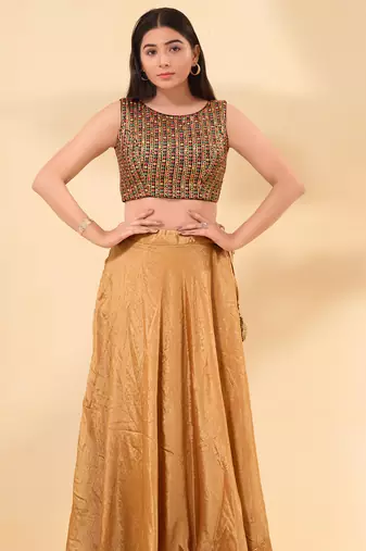 Women's georgette padded back open sleeveless saree blouse