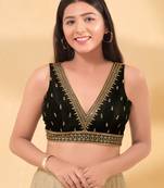 Women's mulbury silk padded back open sleeveless saree blouse