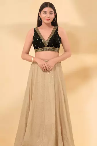 Women's mulbury silk padded back open sleeveless saree blouse