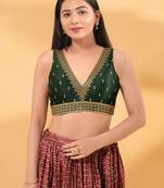 Women's mulbury silk padded back open sleeveless saree blouse