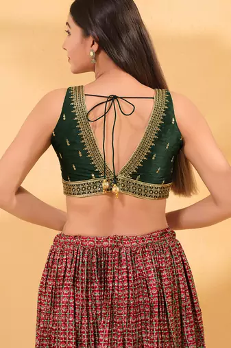 Women's mulbury silk padded back open sleeveless saree blouse
