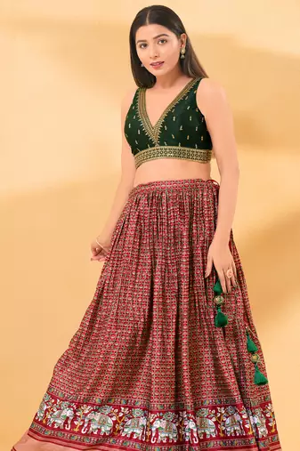 Women's mulbury silk padded back open sleeveless saree blouse