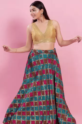 Women's mulbury silk padded back open sleeveless saree blouse