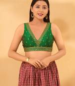 Women's mulbury silk padded back open sleeveless saree blouse