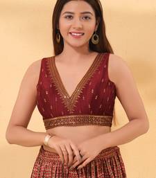 Women's mulbury silk padded back open sleeveless saree blouse