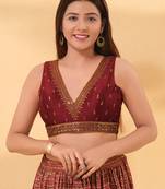 Women's mulbury silk padded back open sleeveless saree blouse