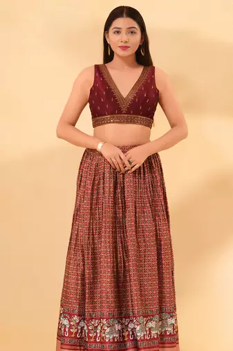Women's mulbury silk padded back open sleeveless saree blouse