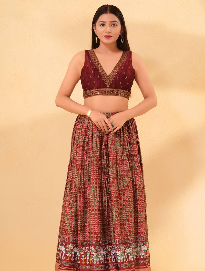 Women's mulbury silk padded back open sleeveless saree blouse