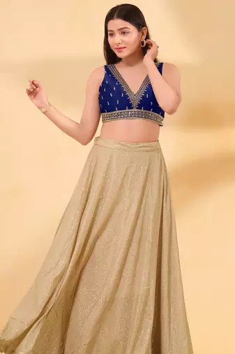 Women's mulbury silk padded back open sleeveless saree blouse