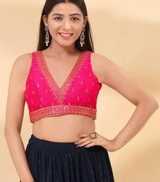 Women's mulbury silk padded back open sleeveless saree blouse