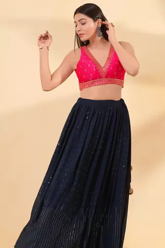 Women's mulbury silk padded back open sleeveless saree blouse