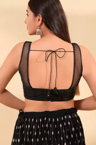 Women's net padded back open sleeveless saree blouse