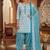 Blue printed cotton blend stitched floral print salwar kurta dupatta for women