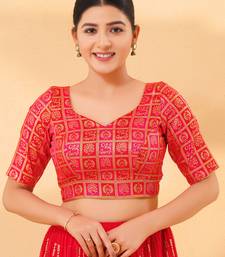 Women's brocade padded back open elbow sleeves saree blouse