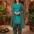 Teal printed cotton blend stitched floral print salwar kurta dupatta for women