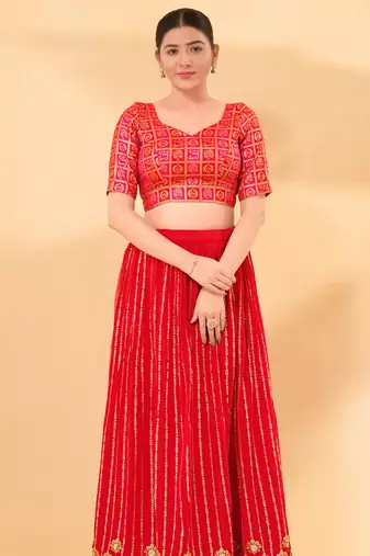 Women's brocade padded back open elbow sleeves saree blouse