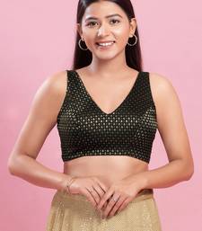 Women's brocade padded back open sleeveless saree blouse