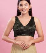 Women's brocade padded back open sleeveless saree blouse