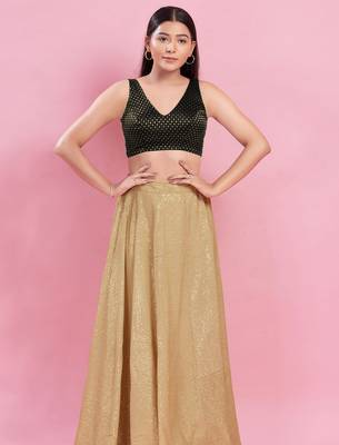 Women's brocade padded back open sleeveless saree blouse 4