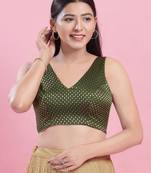 Women's brocade padded back open sleeveless saree blouse