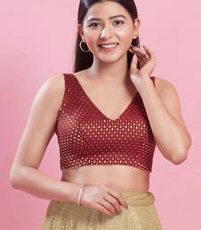 Women's brocade padded back open sleeveless saree blouse