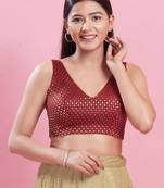 Women's brocade padded back open sleeveless saree blouse