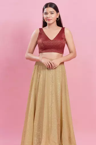 Women's brocade padded back open sleeveless saree blouse