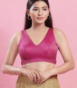 Women's brocade padded back open sleeveless saree blouse