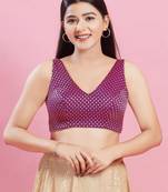 Women's brocade padded back open sleeveless saree blouse