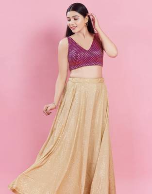 Women's brocade padded back open sleeveless saree blouse 4