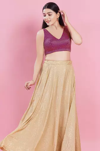 Women's brocade padded back open sleeveless saree blouse