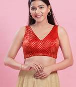 Women's brocade padded back open sleeveless saree blouse