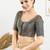 Women's brocade padded front open elbow sleeves saree blouse
