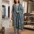 Teal printed cotton blend stitched geometric print salwar kurta dupatta for women