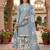Grey printed cotton blend stitched geometric print salwar kurta dupatta for women