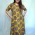 Yellow Kalamkari Handblock Printed Cotton Mid-Length kurti