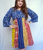 Indigo Dabu Handblock Printed Cotton Knee-Length kurti