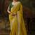 mustard faux tissue saree with contrast embroidered blouse