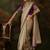 beige faux tissue saree with contrast embroidered blouse