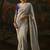 grey faux tissue saree with contrast embroidered blouse