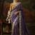 violet faux tissue saree with contrast embroidered blouse