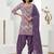 Purple printed cotton blend stitched geometric print salwar kurta dupatta for women