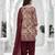 Maroon printed cotton blend stitched geometric print salwar kurta dupatta for women