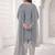 Grey printed cotton blend stitched bandhani print salwar kurta dupatta for women