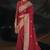 Red faux viscose satin saree with zari border & embroidered blouse