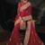 Red faux viscose satin saree with zari border & embroidered blouse