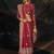 Red faux viscose satin saree with zari border & embroidered blouse