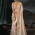 rose gold embroidered silk blend saree with multicolor floral detailing