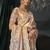 rose gold embroidered silk blend saree with multicolor floral detailing